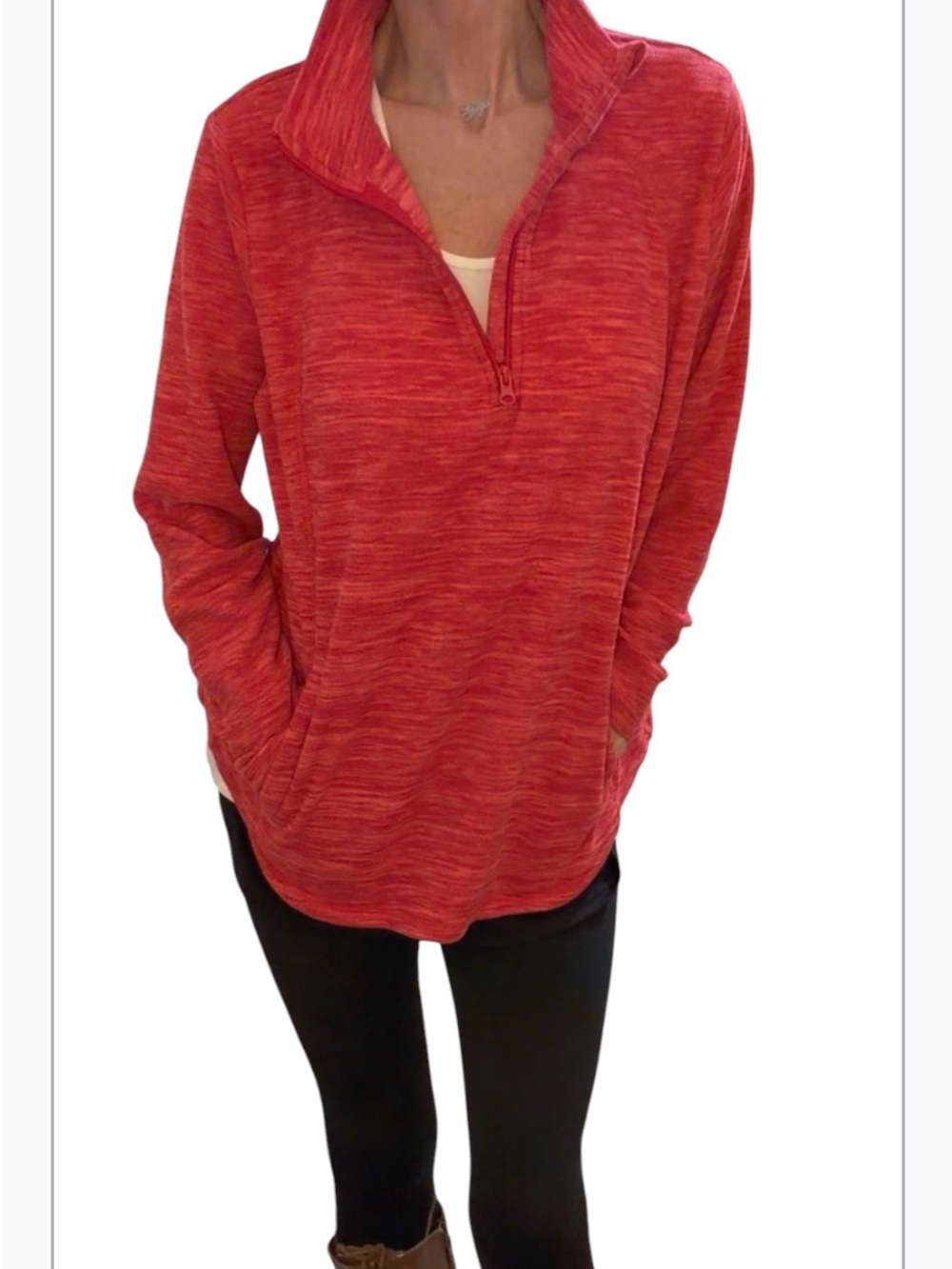 St. John’s Bay Women’s Red Quarter-Zip Pullover Top